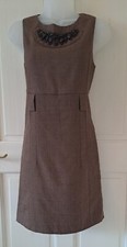 Wool & Rhinestone Women's Dress Vintage By W Doubleudot Sleeveless Brown Size S
