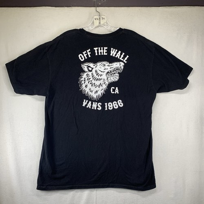 #ad #ad Vans Men Shirt Black Graphic Print Wolf Off The Wall Logo Large Classic Fit $14.25