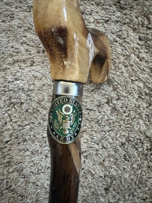 COLLECTIBLE.EXCLUSIVE.Vintage Handcrafted Rustic Walking Cane Stick (FROM ARMY)