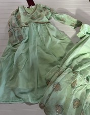 Girls' Indian Pakistani Kurts  Palazzo Suit Set Mint Green 2 Piece Set 32/XXS