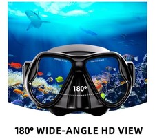 Anti-Fog Dive Mask- with Tempered Glass- Dual Lens Adjustable Silicone Headband-