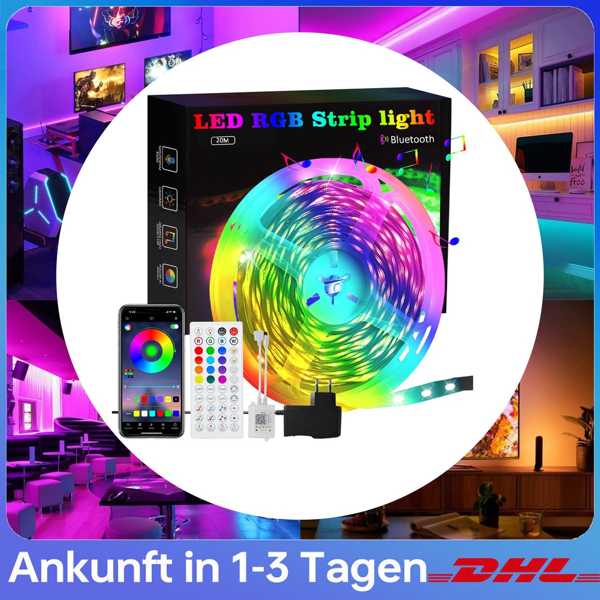 LED Stripe RGB Licht APP Steuerung Dimmbar Programmierbar & Speicherfunktion LED Stripe RGB Licht APP Steuerung Dimmbar Programmierbar & Speicherfunktion