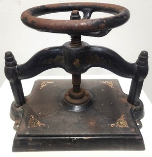 Vintage/ Antique Cast Iron Book Press Original Paint and Stencil