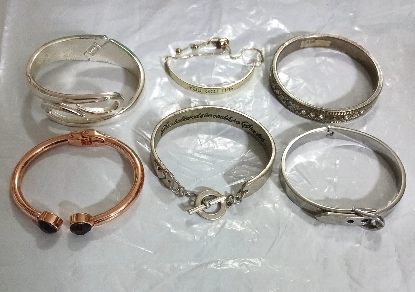 Bracelets. silvertone goldtone, hinge, toggle, sl… - image 3