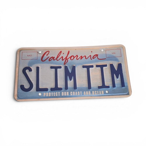 California License Plate "SLIMTIM" Protect Our Coast and Ocean