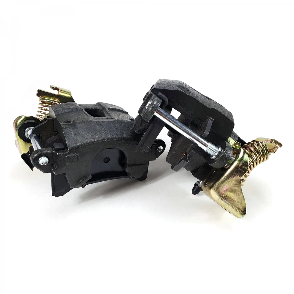 Pinzas traseras de pistón único de acero GM 1980-85 - Par con freno de estacionamiento y pastillas Foto 2 de 4