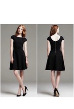 Banana Republic Women's Seamed Ponte Fit And Flare Cap Sleeve Dress Size 0 Black
