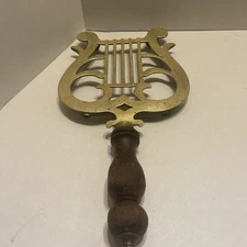 Antique Wrought Iron & Brass Hand Forged Sad Iron Fireplace Trivet