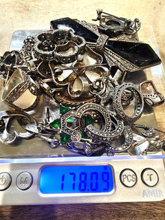 Sterling Silver 925 Marcasite Mixed Jewelry Scrap Lot 178g Wearable