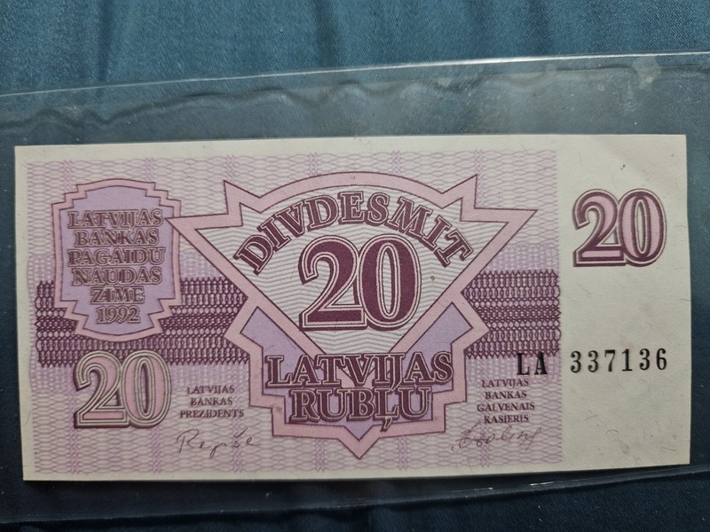 Latvia 20 Rublu 1992 UNC Banknote
