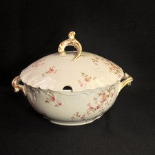 CFH/GDM Haviland Limoges Round Covered Soup Tureen Pink Floral w/Gold 1891-1900