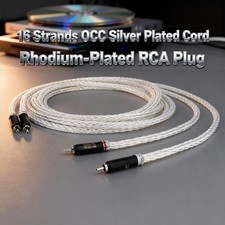 Pair 8N Silver Plated OCC Copper Wire HiFi Audio Signal Interconnect RCA Cable