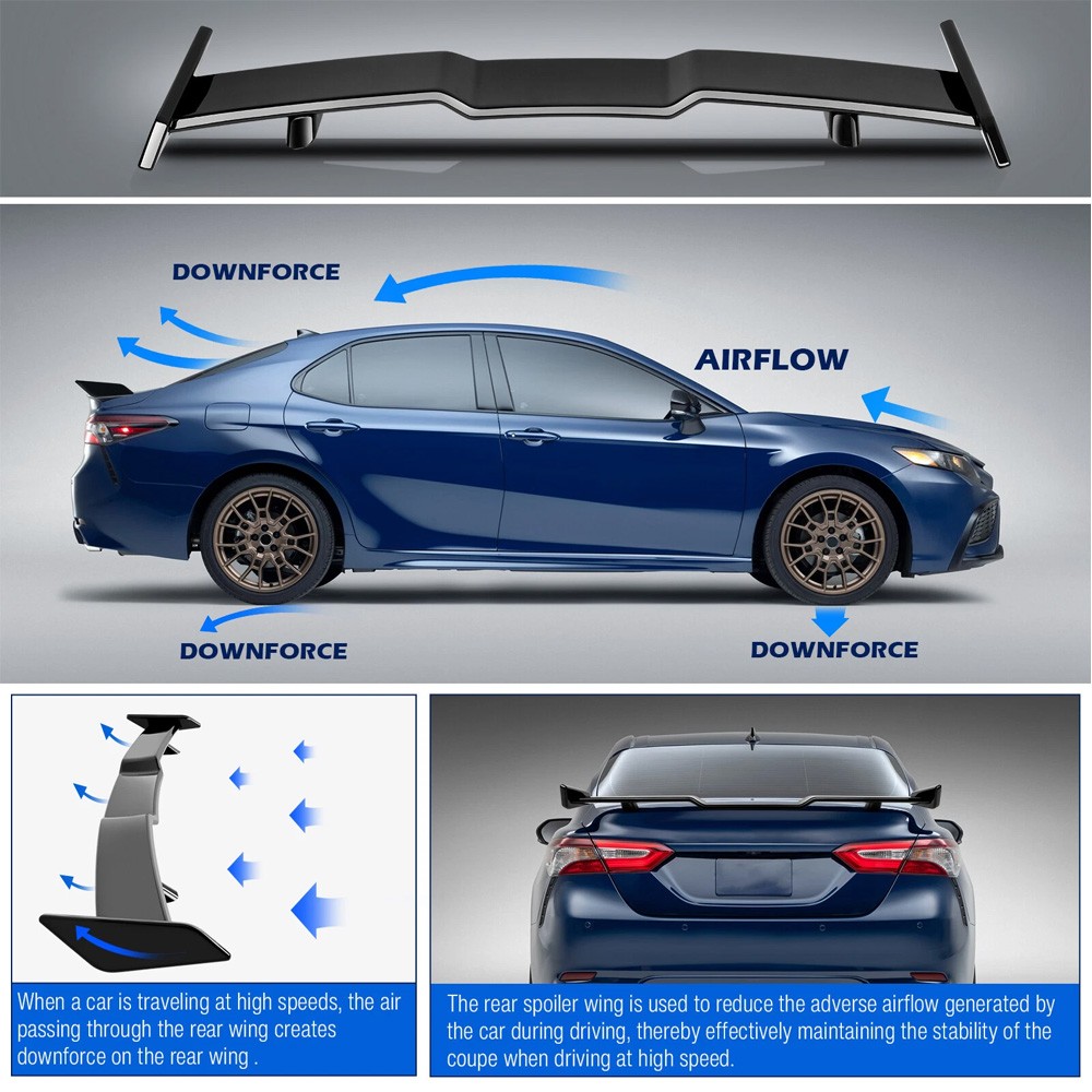 57" Rear Trunk Spoiler TRD Style Wing Lip For Porsche Carrera GT Glossy Black
