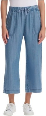 New Splendid Women's Cropped Wide Leg Drawstring Pant Gray Blue XL XXL