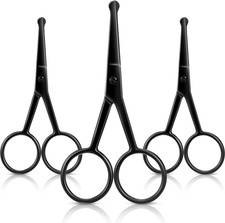 3 Pieces Nose Hair Scissors Rounded Tip Scissors Facial Hair Trimming Stainless
