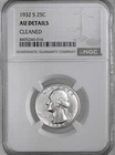 1932-S  25C WASHINGTON SILVER QUARTER  NGC AU DETAILS "CLEANED" #8405240-016
