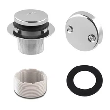 Tub Drain Kit with Overflow, Tip-Toe Bath Tub Drain and Two-Hole Overflow Cov...