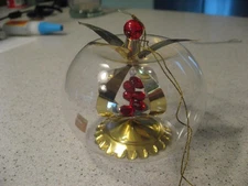 Vintage Resl Lenz Apple with Stem Shaped Glass Christmas Ornament