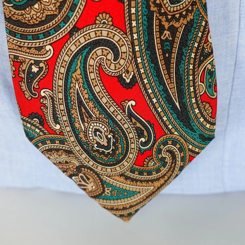 Corbata Western Boho para Hombre Marrón Rojo Paisley Seda Audaz TRADICIONES AMERICANAS EE. UU. Foto 2 de 4