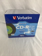 Verbatim Blank CD-R New Open Box Lot Of 10 W/ Protective Cases