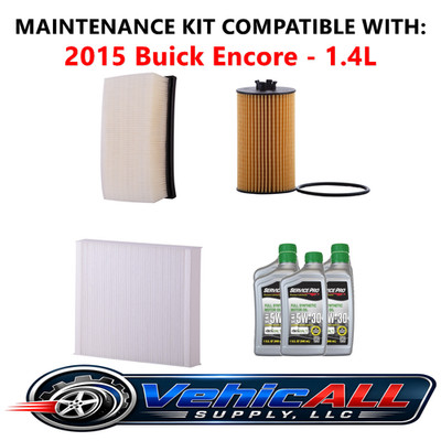 Fits: 2015 Buick Encore 1.4L Complete Air, Oil & Cabin Filter Kit (5W-30)