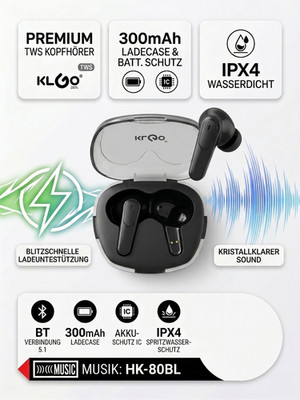 KLGO TWS Bluetooth 5.3 In-Ear Kopfhörer   Gaming & Musik mit LED-Light-Edge