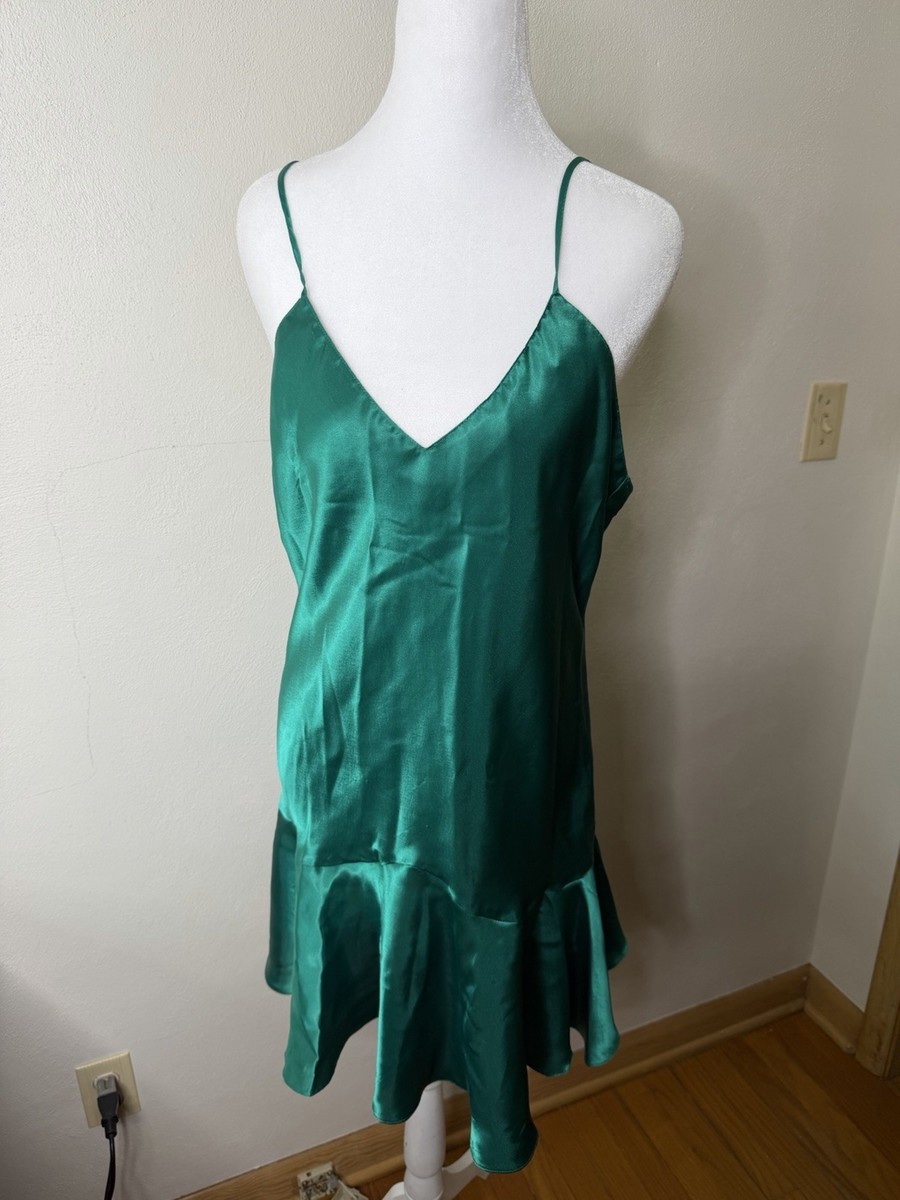 Vintage Victoria's Secret Gold Label Satin Slip Dress Women's Size Large  Green | eBay