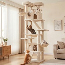 81-In Extra Tall Multi-Level Cat Furniture with Cozy Condos Large Cat Tree Tower