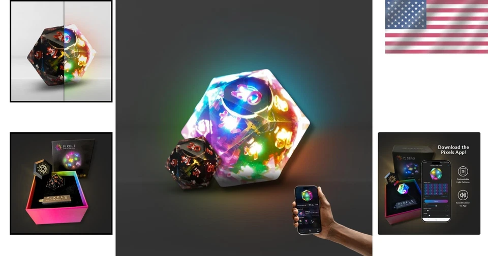 Электронные кости RGB D20 — управляемые приложением, беспроводная зарядка - Изображение 2 из 4