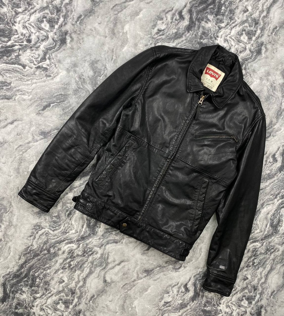 Vintage Levi's Leather Simple Jacket 00s Men Size S Black | eBay