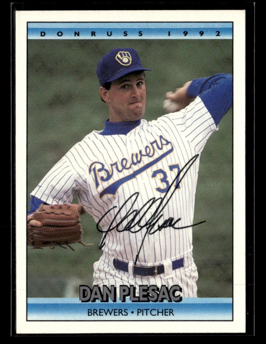 Dan Plesac signed auto 1992 Donruss #682 card Milwaukee Brewers