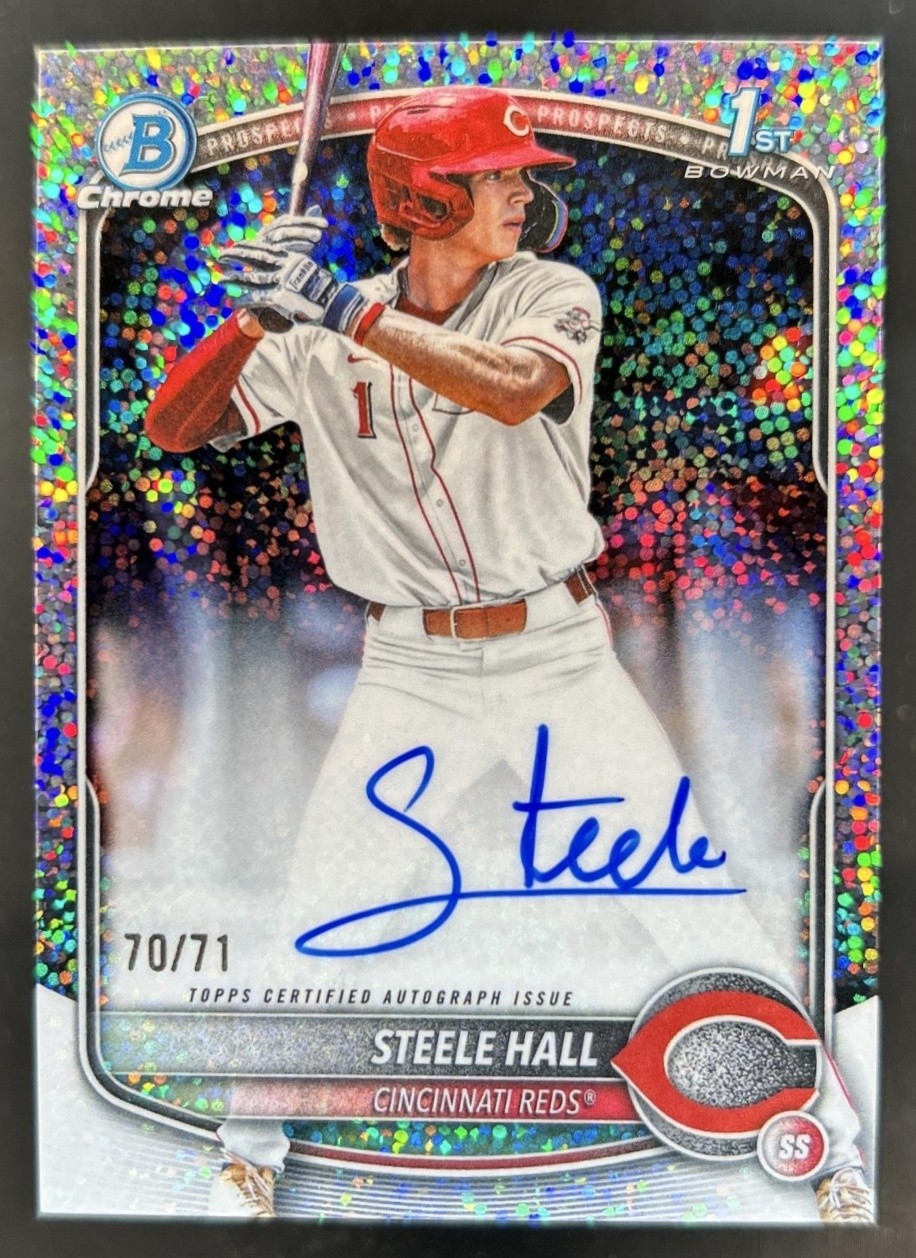 2025 Bowman Draft Steele Hall Chrome Auto Sparkle Refractor 1st #/71 Reds