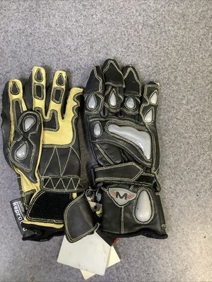 Motophoria Men's Leather Motorcycle Gloves Black/Silver Size XS 14022 M67C