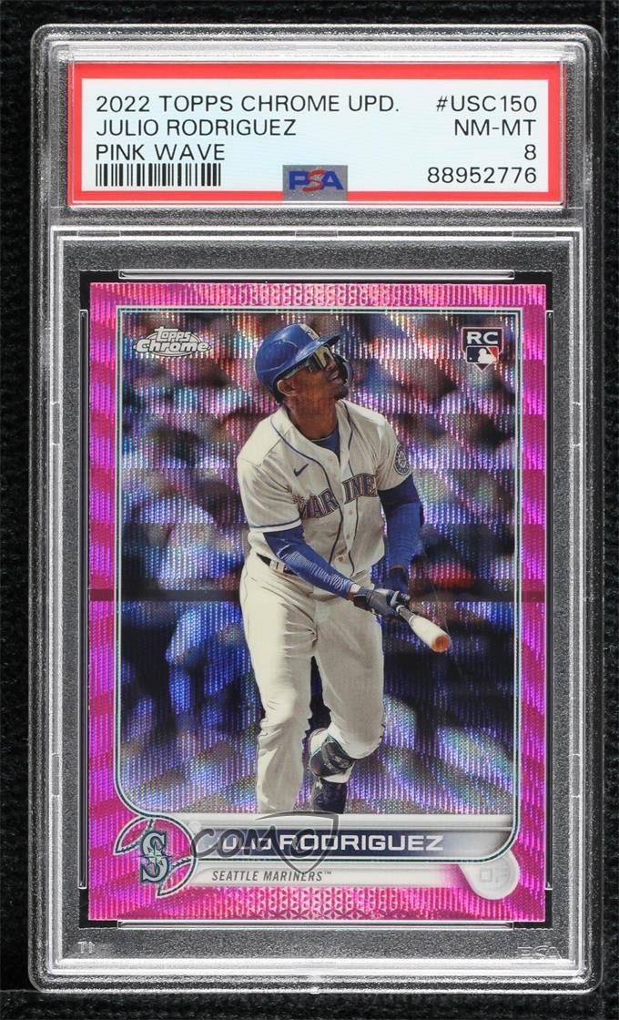 2022 Topps Chrome Update Pink Wave Refractor Julio Rodriguez #USC150 PSA 8 7h3