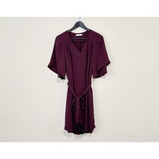 Halston Heritage Size Medium Burgundy Tassel Belt Tie Dress