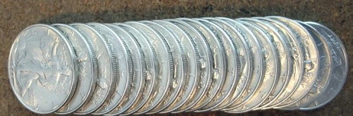 ORIGINAL ROLL 1947 WALKING LIBERTY SILVER  HALVES.. CH/GEM BU