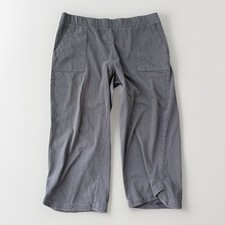 J. Jill Gray Cropped Wide Leg Cotton Linen Pants Size L Pull On Pockets