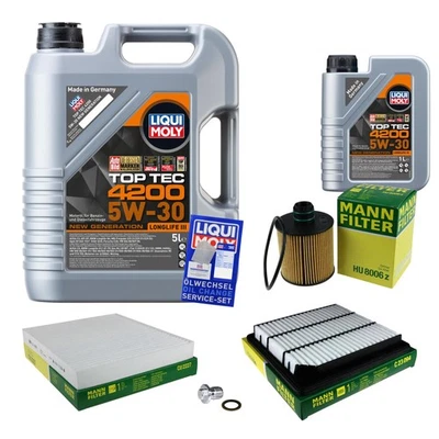 MANN Inspektionspaket 6L Liqui Moly 5W-30 für Fiat Freemont 2.0 JTD 4x4 - Bild 1 von 4