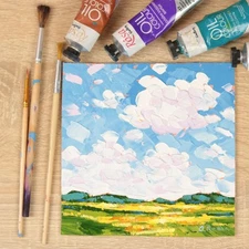 Abstract Landscape Painting Original Small Impasto Art Midwest Serene Landscape