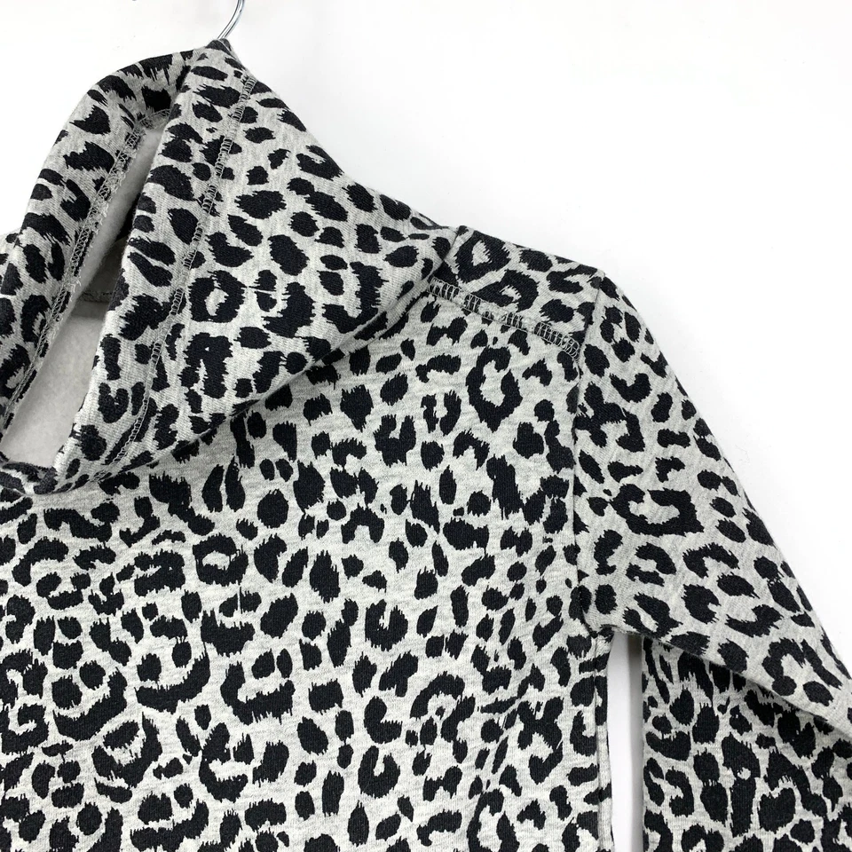 Sudadera Crewcuts Niños Talla XS Estampado Leopardo Gris Negro Cuello Embudo Pullover Foto 3 de 4