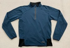 Brooks Running Top Women s 1/4 Zip Long Sleeve Blue Rear Pockets B50