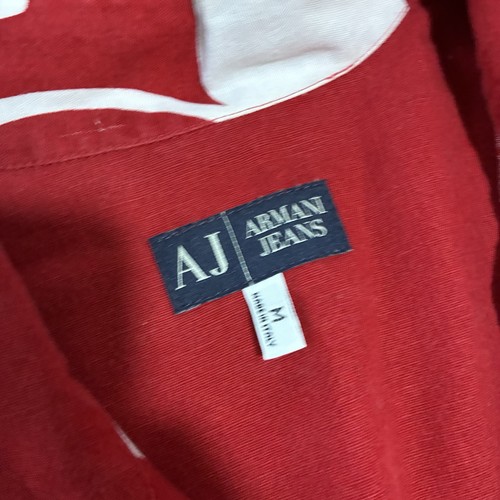 Armani Jeans Hawaiihemd Herren Größe M Hergestellt in Italien Rot Weiß Blumenmuster Vintage - Bild 4 von 5