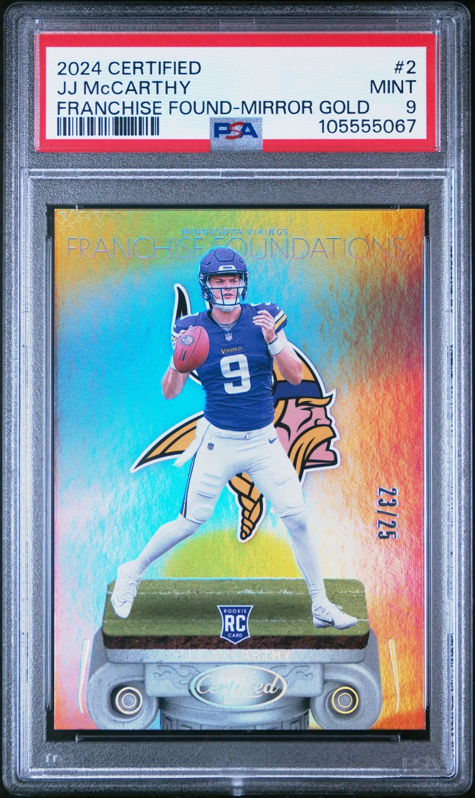 JJ McCarthy Panini Certified Franchise Foundations #2 Mirror Gold