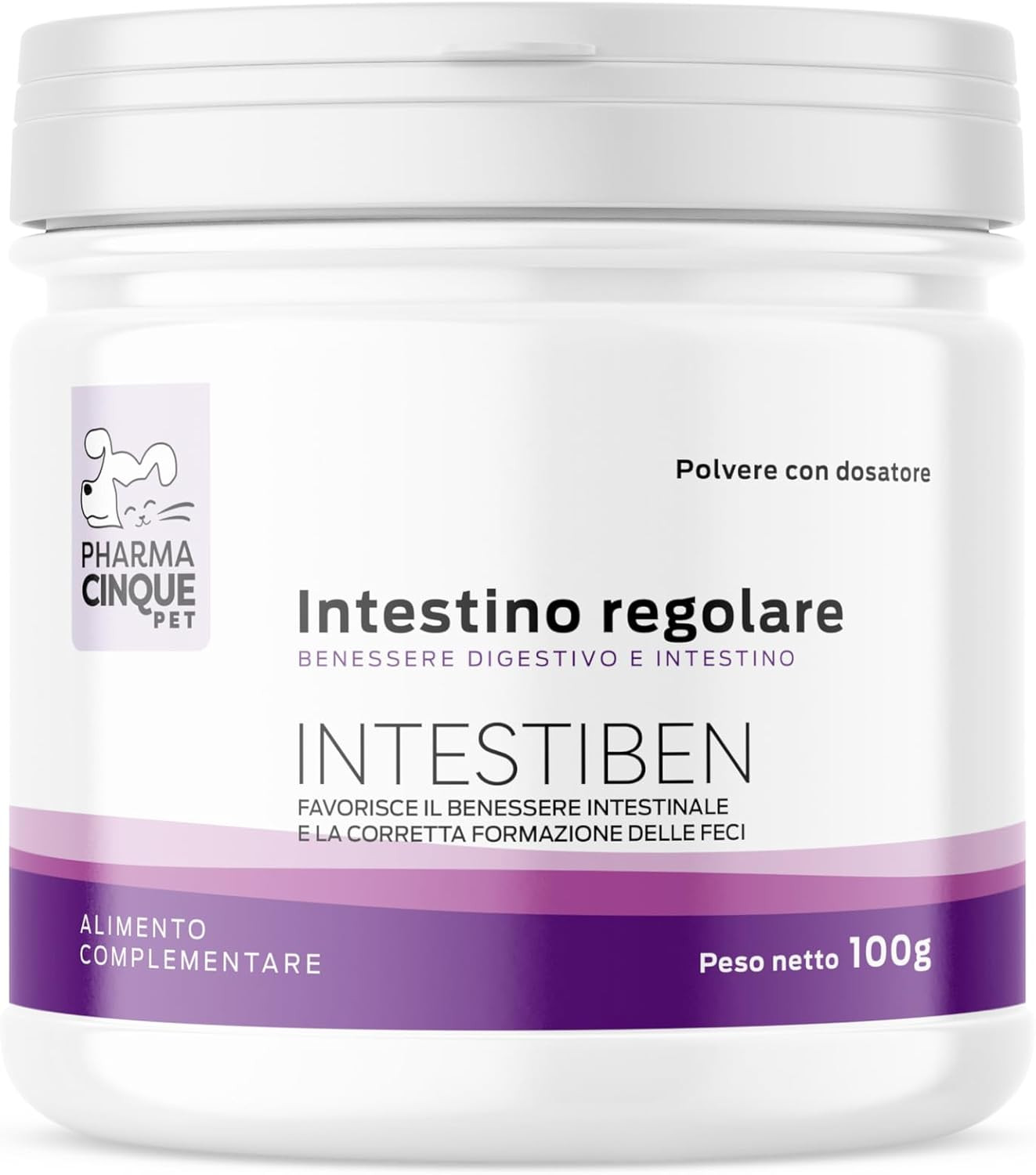 INTESTIBEN Polvere 100g - Supporto Intestinale Cane e Gatto con Psillio