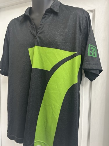 7 Eleven Polo W 2XL Black Employee Short Sleeve Shirt Uniform Green 7-11 - Picture 2 of 5