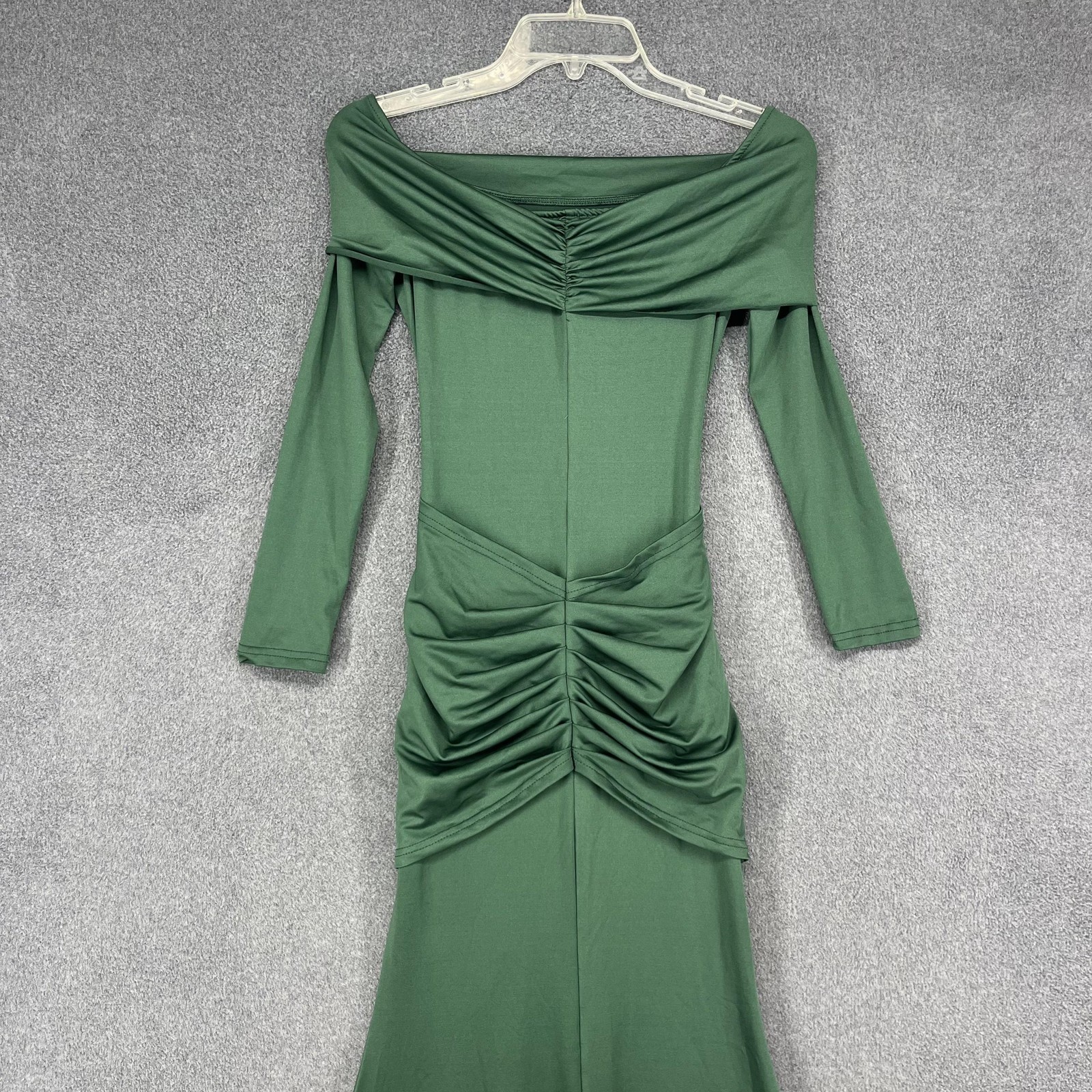 MUSERA Dress Womens Small Green Off Shoulder Ruched Mermaid Maxi Gown Formal