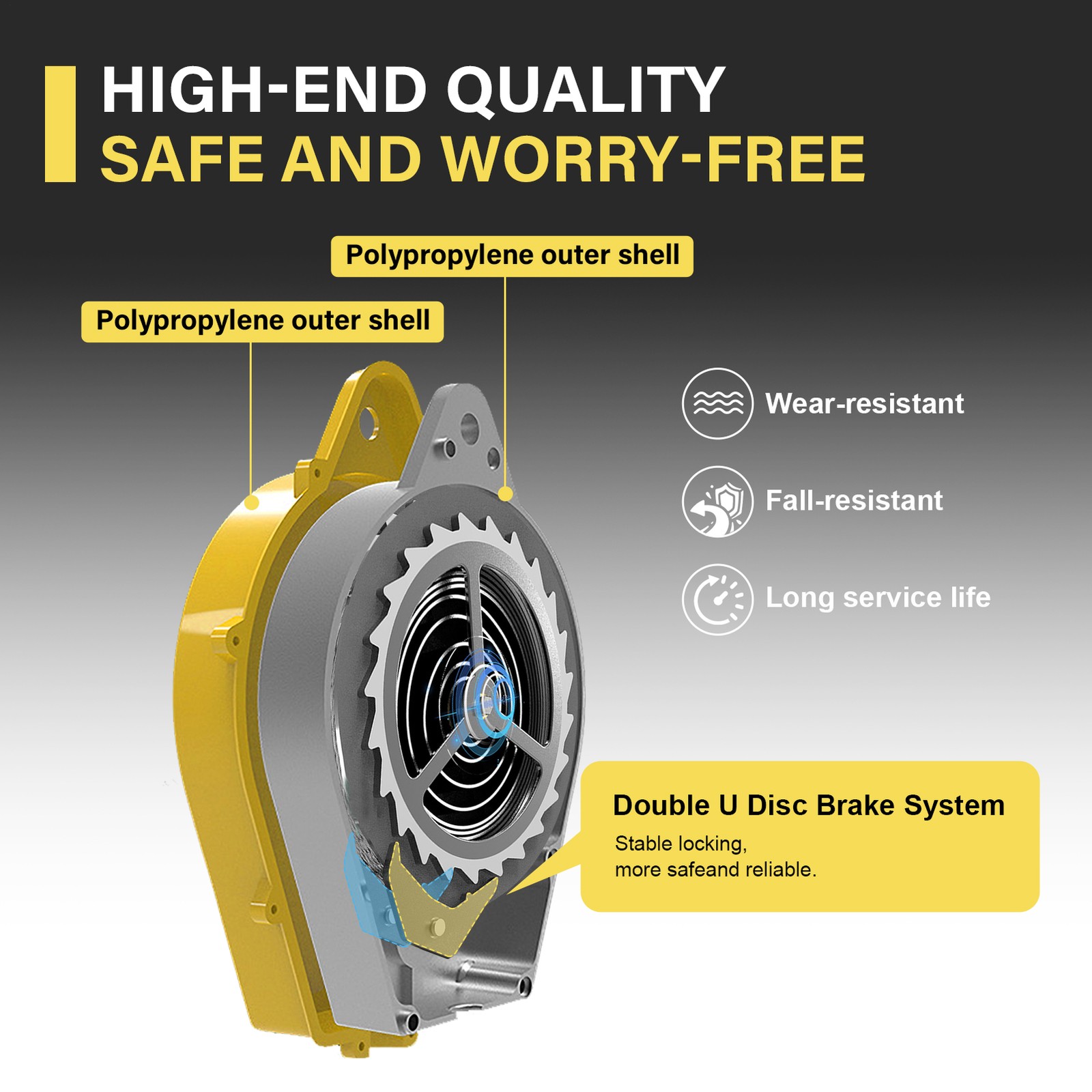 32ft Self Retracting Lifeline Lanyard Fall Arrester Protection+Hook Rope 330lbs