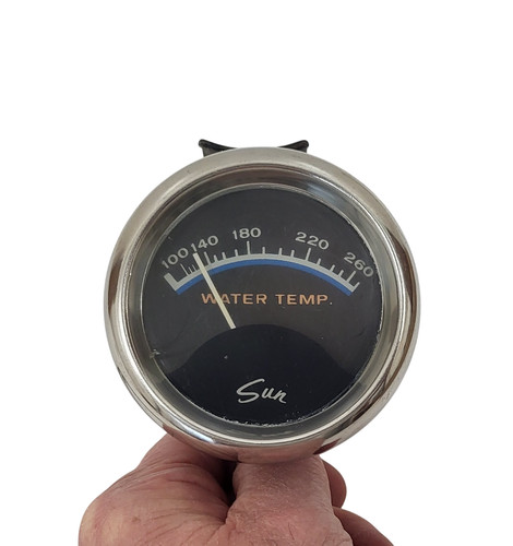 Sun Blue Line Water Temperature Gauge 2 5/8” With Chrome Cup with Bracket