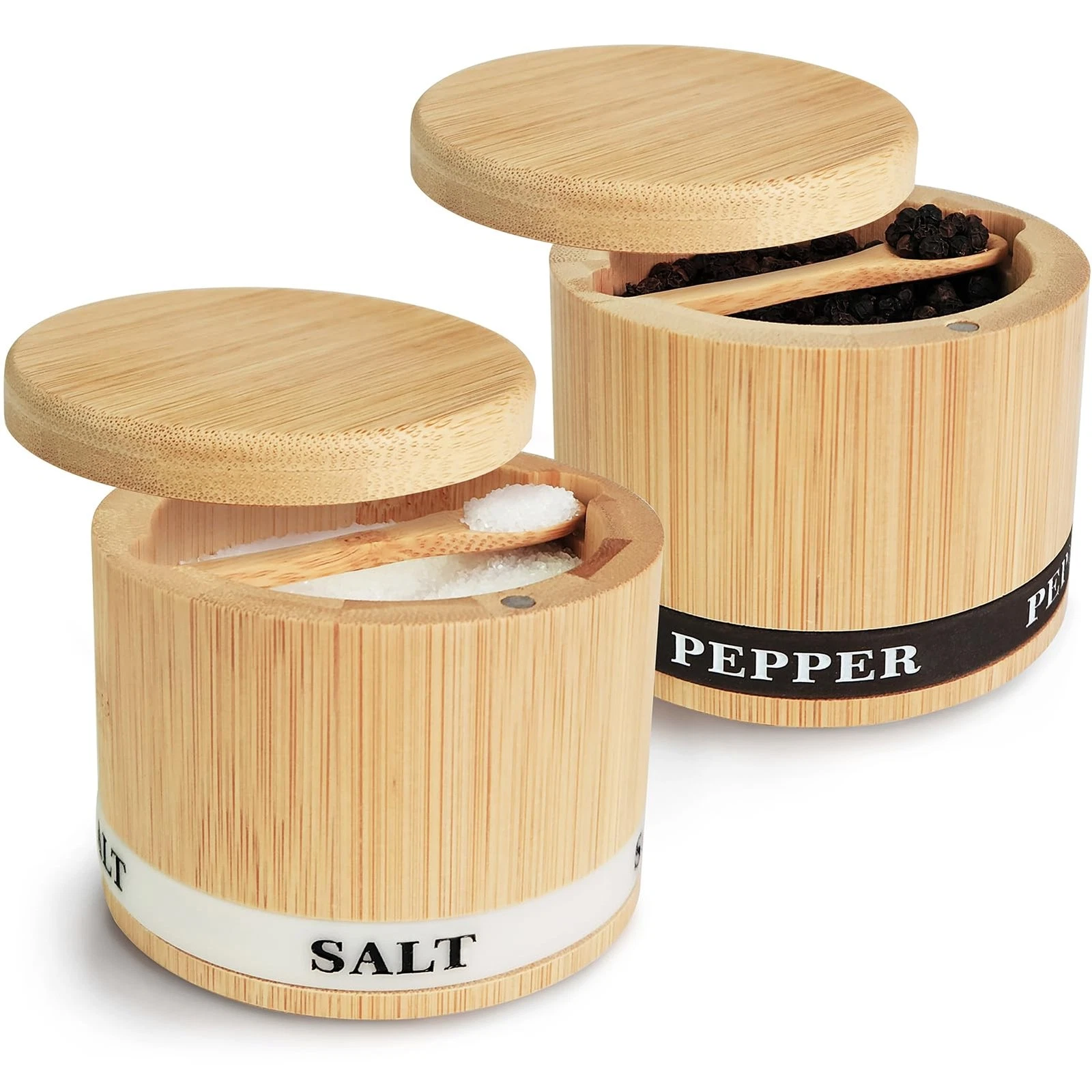 Salt 2Pcs Spice Cellar with Swivel Lid and Spoons Small Pepper and Salt Conta...
