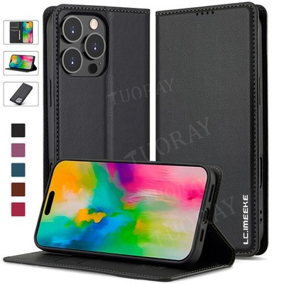 Schutz Hülle für iPhone 17 16e 16 15 14 13 Plus Pro Max Case Klapp Tasche Cover